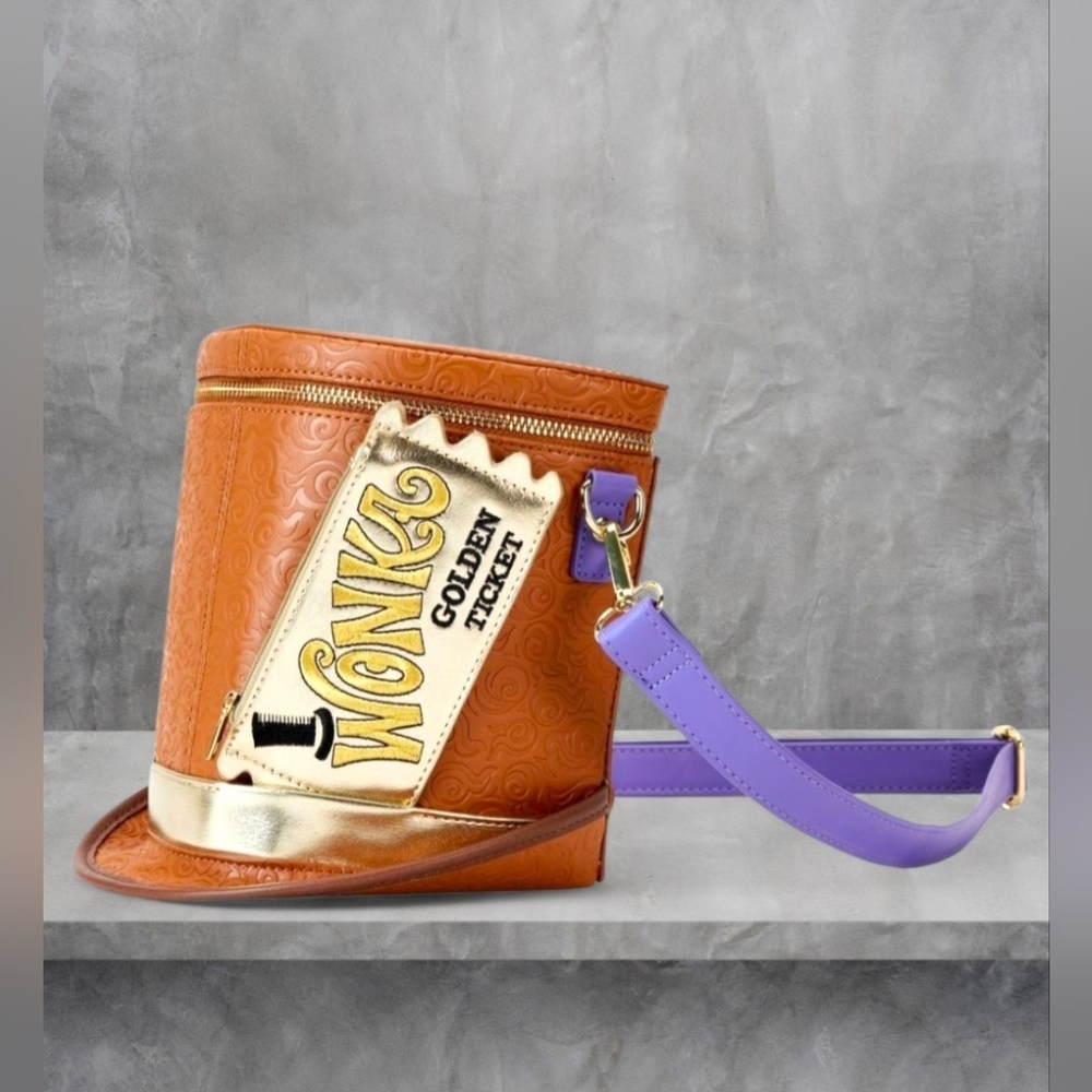 LE Willy Wonka Golden Ticket Figural Hat Crossbody Loungefly 🎩 - Picture 2 of 4